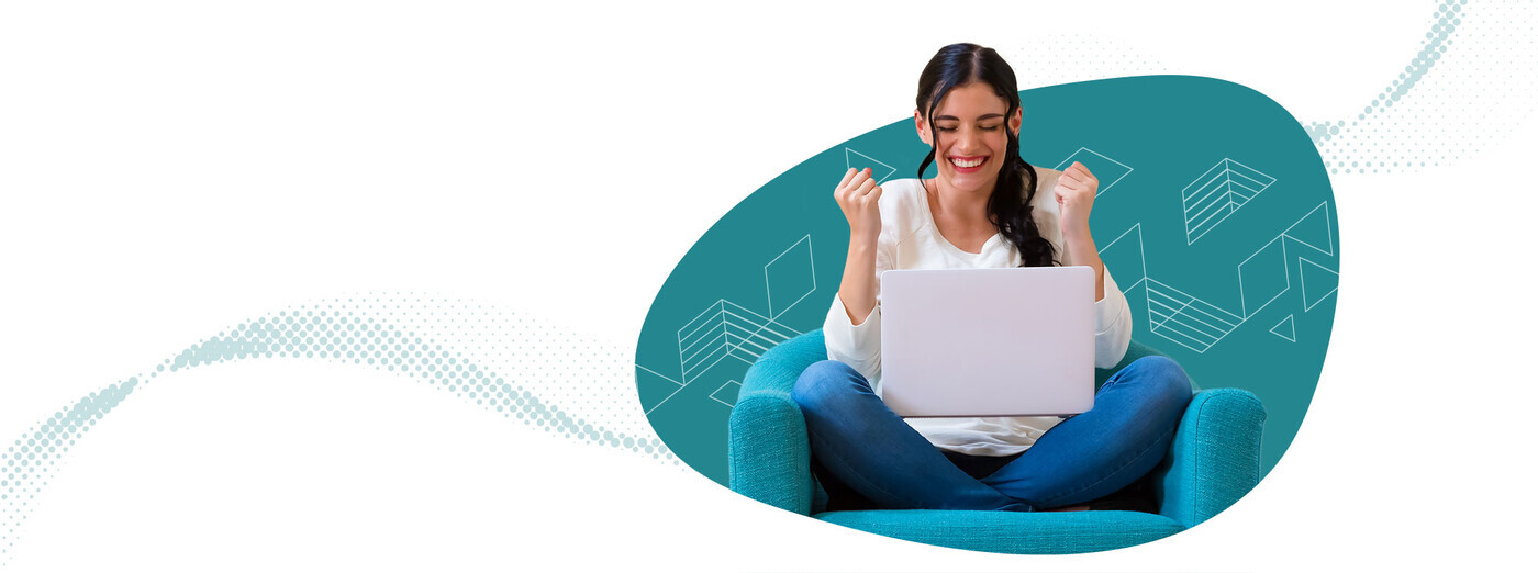 Happy girl on computer